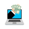 Loan online, hand with money