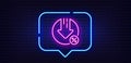 Loan percent decrease line icon. Discount sign. Neon light speech bubble. Vector