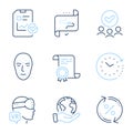 Loan percent, Face biometrics and Report checklist icons set. Vector