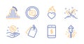 Loan percent, Heart flame and Smartphone payment icons set. Vector