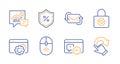 Loan percent, Seo gear and Project deadline icons set. Accounting, Swipe up and Password encryption signs. Vector