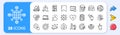 Loan percent, Time management and Seo gear line icons. For web app, printing. App line icons. Vector