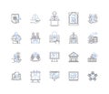 Loan provider line icons collection. Finance, Credit, Lending, Mortgage, Interest, Application, Approval vector and