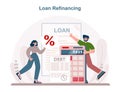 Loan refinancing concept. Credit refunding with getting cash out