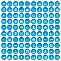 100 loans icons set blue