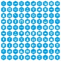 100 loans icons set blue