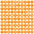 100 loans icons set orange