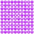 100 loans icons set purple