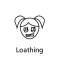 loathing girl face icon. Element of emotions for mobile concept and web apps illustration. Thin line icon for website design and d