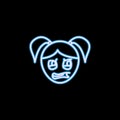 loathing girl face icon in neon style. One of emotions collection icon can be used for UI, UX