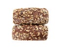 Loaves of rye bread with sunflower seeds isolated on white Royalty Free Stock Photo