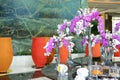 The lobby decoration with fresh flowers in luxury hotel Royalty Free Stock Photo