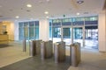 Lobby entrance with turnstile