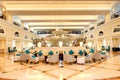 Lobby interior of the luxury hotel in night illumination