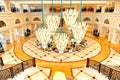 Lobby interior of the luxury hotel in night illumination