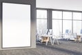 Gray open space office with mock up poster Royalty Free Stock Photo