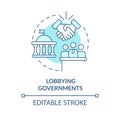 Lobbying governments turquoise concept icon