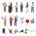 Lobbyist icons set isometric vector. Political action Royalty Free Stock Photo