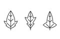 Lobed leaf line icon set. botanical and nature symbol. three leaves vector images Royalty Free Stock Photo