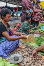 Lobesa Village, Punakha, Bhutan - September 11, 2016: Unidentified people at weekly farmers market.