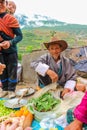 Lobesa Village, Punakha, Bhutan - September 11, 2016: Unidentified smiling old man at weekly farmers market.