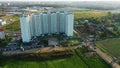 Aerial view of the residential buildings of the city of Lobnya