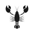 Lobster black silhouette icon. Seafood symbol vector illustration isolated on white background Royalty Free Stock Photo