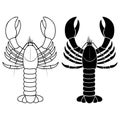 Lobster, black stencil vector illustration on white background Royalty Free Stock Photo