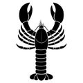 Lobster, black stencil vector illustration on white background Royalty Free Stock Photo