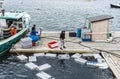 Lobster boat offloading catch