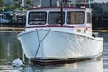 Lobster boat moored in early autumn in South Bristol, Maine, United States Royalty Free Stock Photo