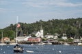 Lobster boats and Sailboats View, Boothbay Harbor, Maine Royalty Free Stock Photo