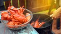 Lobster boil in backyard in summertime Royalty Free Stock Photo