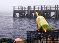 Lobster buoys and traps at a dock Royalty Free Stock Photo