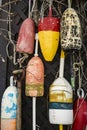 Lobster Buoys on wall in Maine Royalty Free Stock Photo