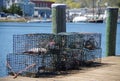 Lobster cages on New England pier