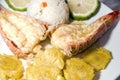 Lobster central american style with tostones rice