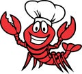 Lobster Character Cartoon Design Logo Vector