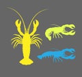 Lobster Colored Silhouettes