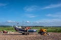 A Fisherman on a Shingle Beach Royalty Free Stock Photo