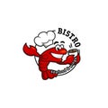 Lobster Crawfish chef with coffee cup logo mascot illustration for seafood bistro, restaurant, or cafe