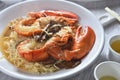 Lobster with E-fu Noodle Royalty Free Stock Photo