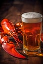 table crawfish red beer snack background food seafood crayfish crab glass. Generative AI. Royalty Free Stock Photo