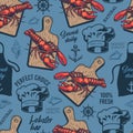 Lobster food seamless pattern colorful