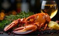 Lobster and glass of white wine Royalty Free Stock Photo