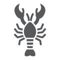 Lobster glyph icon, food and sea, cancer sign, vector graphics, a solid pattern on a white background.