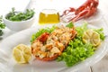 Lobster with green salad Royalty Free Stock Photo