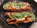 Lobster Half Grilled with Garlic Royalty Free Stock Photo
