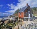 Lobster house on edge of Penobscot Bay in Stonington ME in Autumn