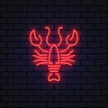 Lobster icon neon on light background. Vector illustration